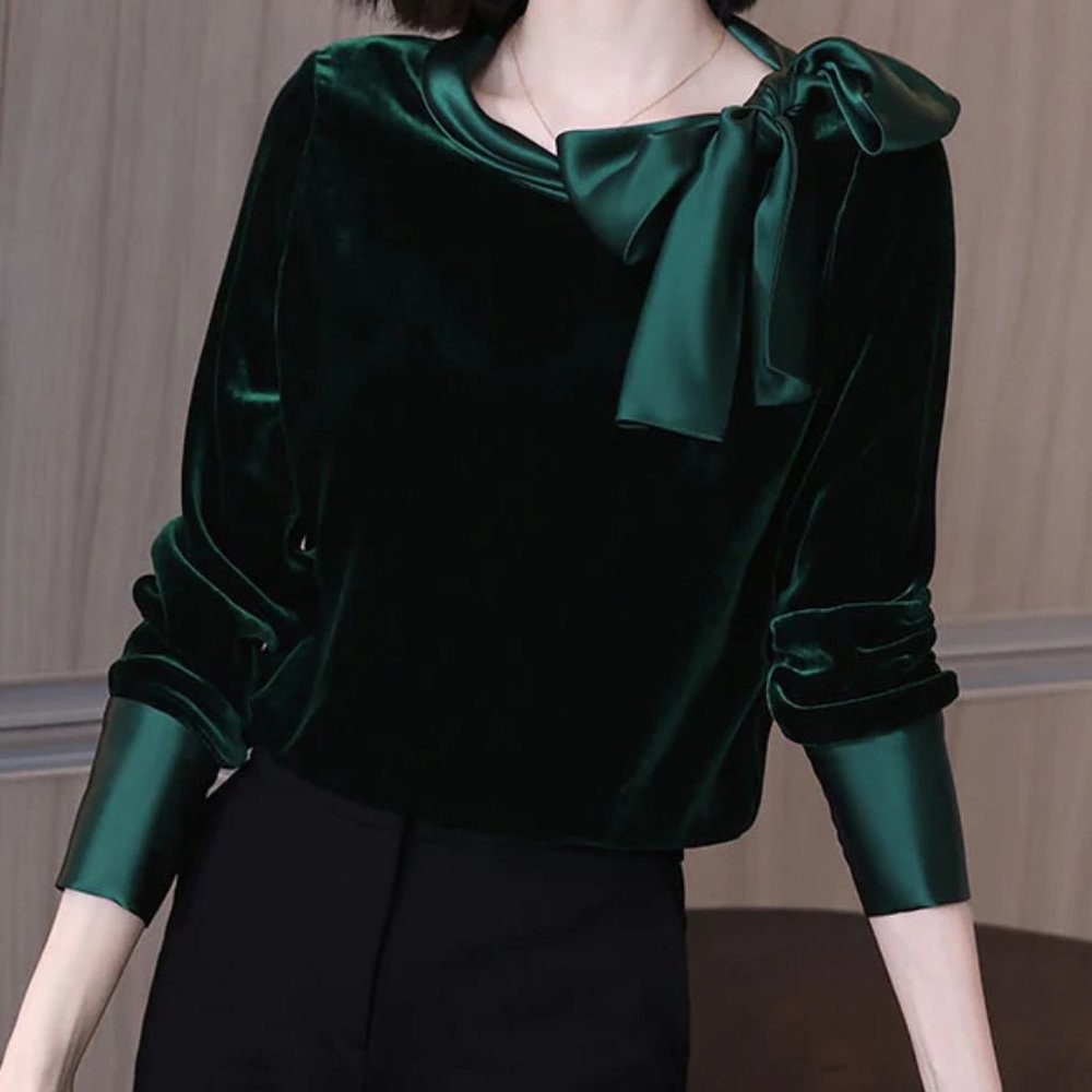 Green Velour Tops . New.